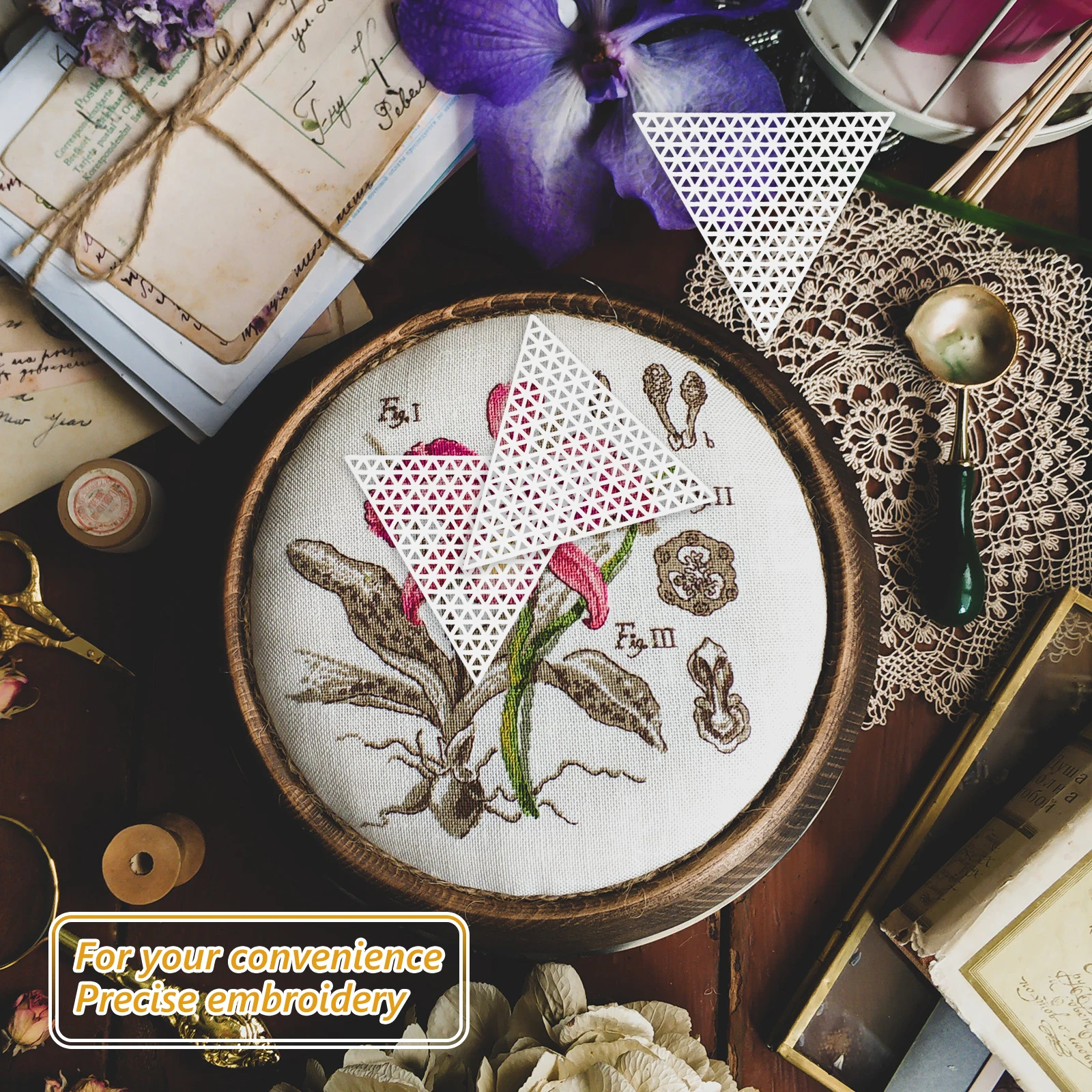 20 قطعة من أوراق القماش البلاستيكية المثلثة قماش شبكي من البلاستيك الشفاف DIY بها بنفسك لوازم الخياطة اليدوية أدوات التطريز الحرفية #1