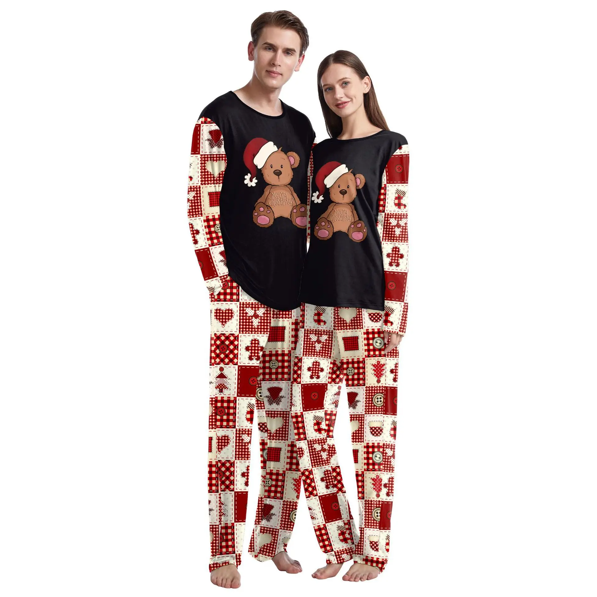 Christmas Pajamas For Family Matching Sets 2 Piece Sets For Men Women Couples 2024 New Merry Christmas Print Pajamas Set