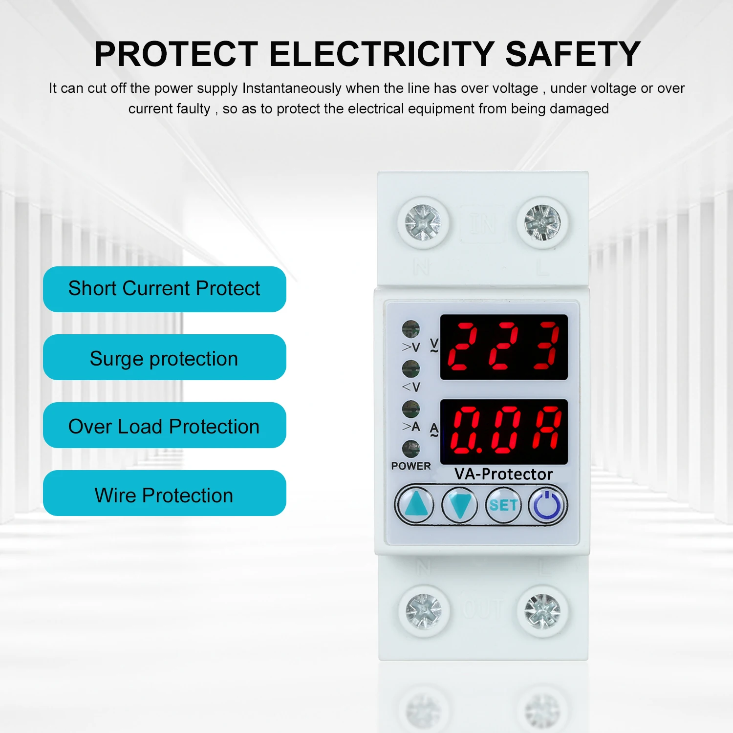 DIN 레일 조정 가능 과전압 및 저전압 보호 장치 보호 릴레이 과전류 보호 가정용 듀얼