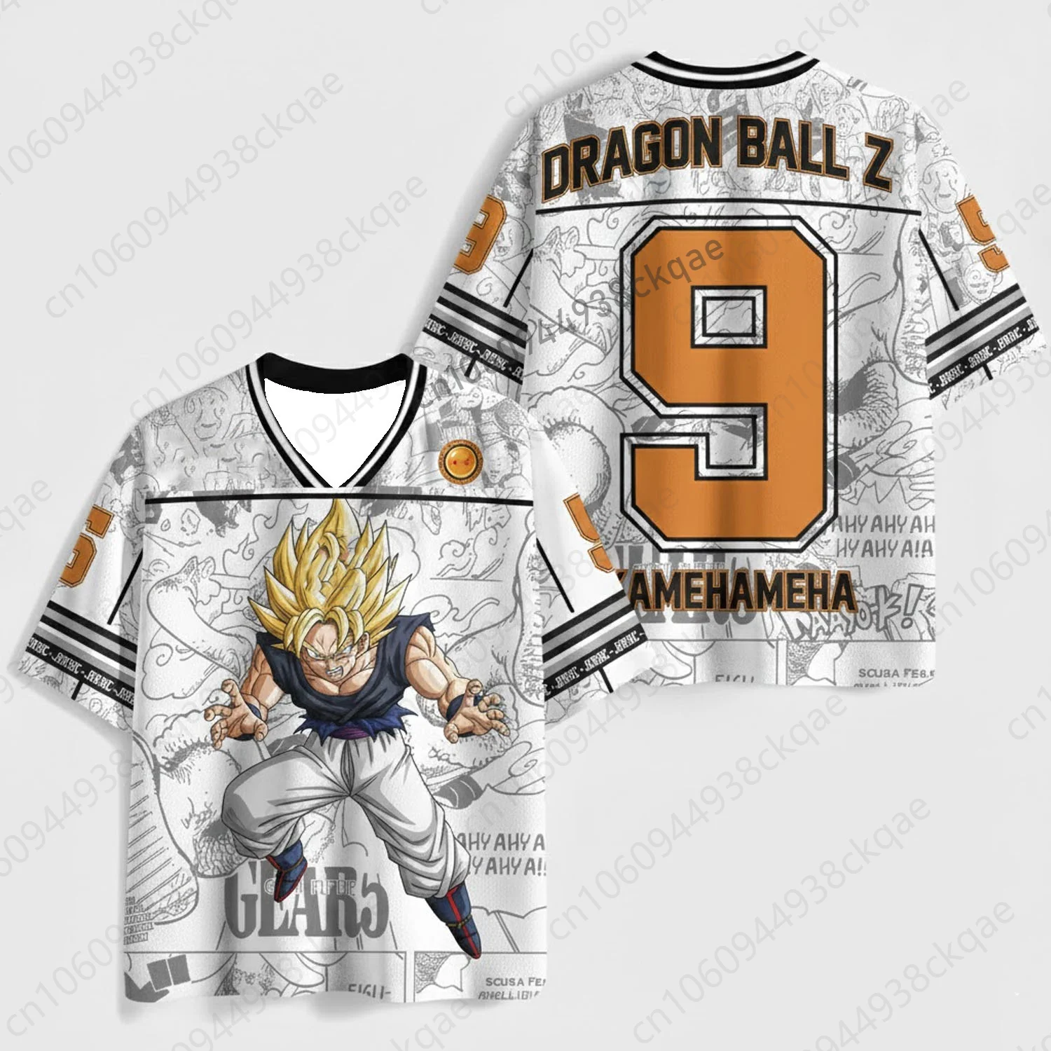 2026 Neues Dragon Ball Goku Trikot Herren Kamehameha Grafik-T-Shirt Anime Manga 3D-Druck V-Ausschnitt Streetwear Cosplay Geschenk