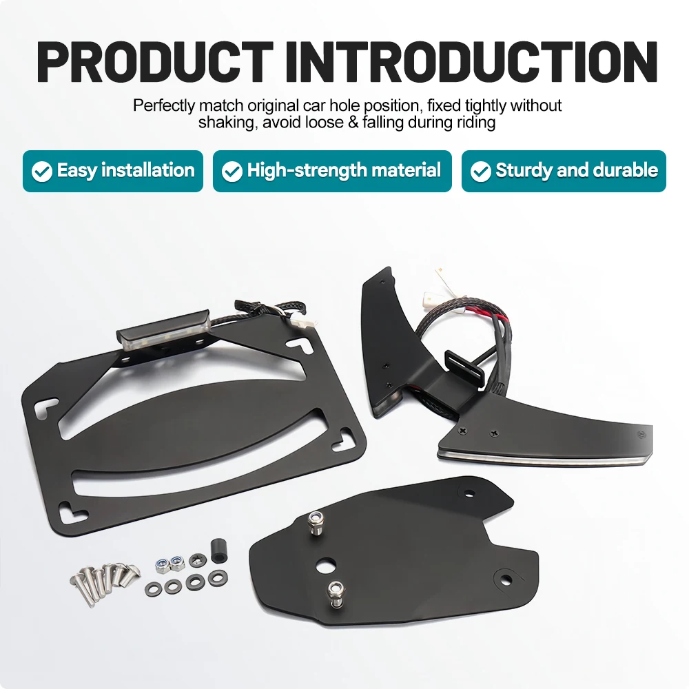 Fit for Ducati Panigale V4 / V2 2025 Complete Shorty License Plate Bracket Kit with Built-in LED Lamp & Full Fasteners