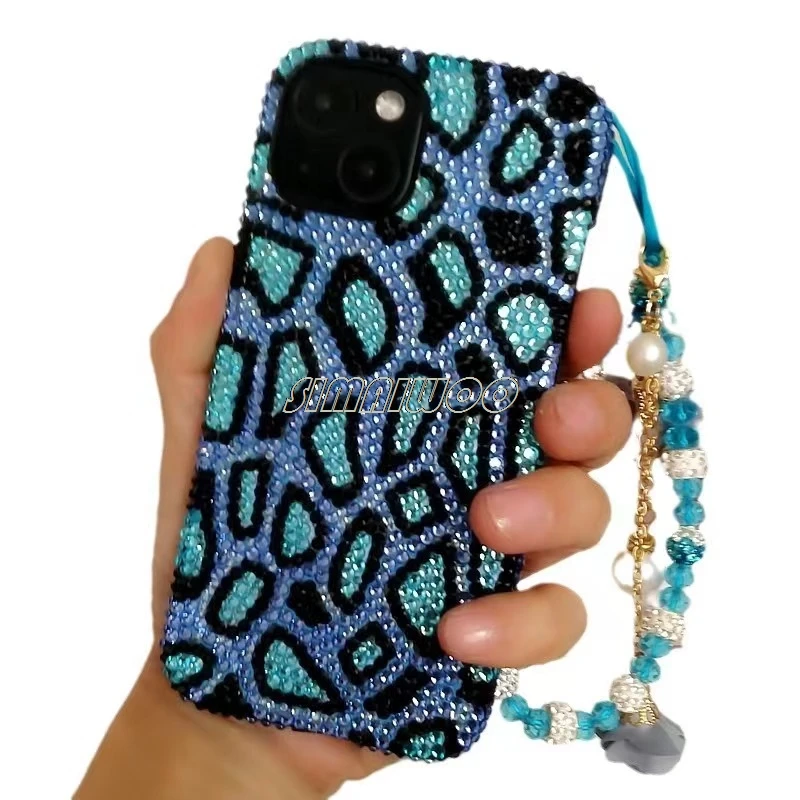 Crystal Leopard  Cellphone Protect Case Mobile Decorative DIY Handmade Bling-bling Rhinestone Art Christmas Birthday Gift