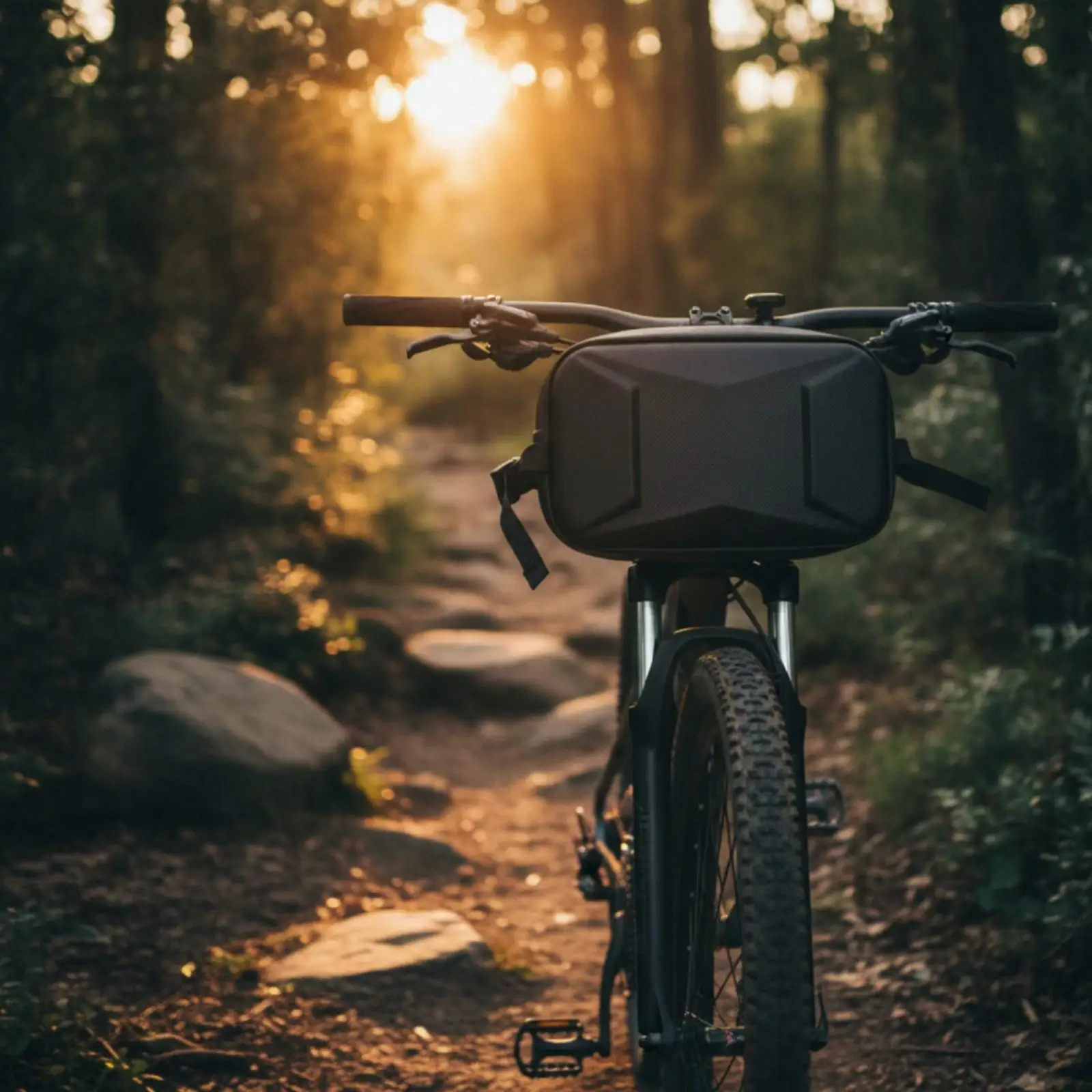Structured Industrial Pannier Bicycle Bag for Front Frame with Adjustable Straps and Shoulder Strap