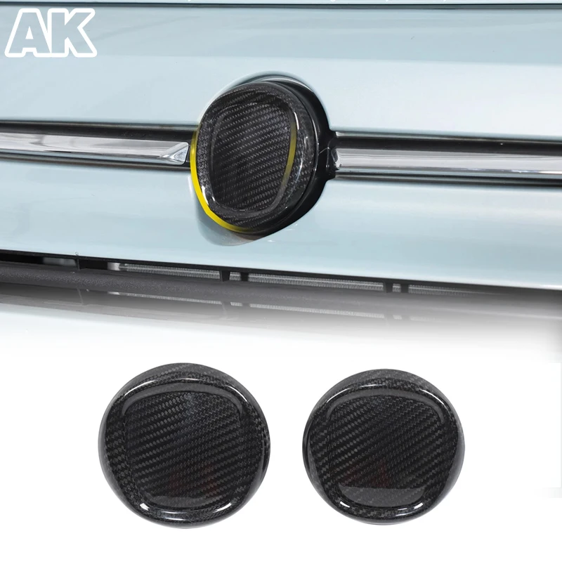 

Для Fiat 500 2016-2025: Накладка на эмблему (логотип) автомобиля из настоящего карбона, передняя и задняя, аксессуары для авто