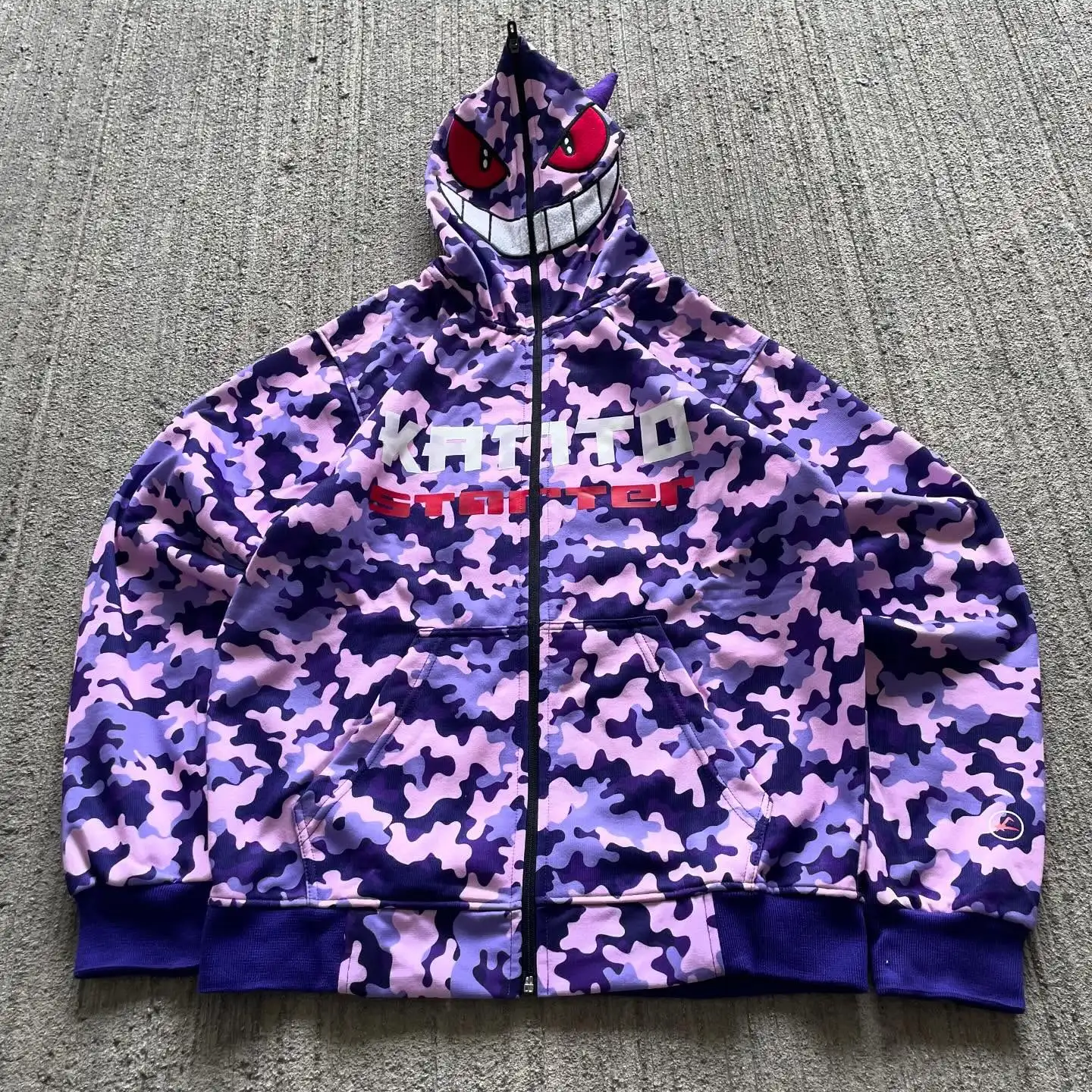 

High Quality Oversized Demon hoodies Men Letter Print Streetwear Zip Hoodie Vintage High Street Sweatshirt Goth Harajuku Jacket