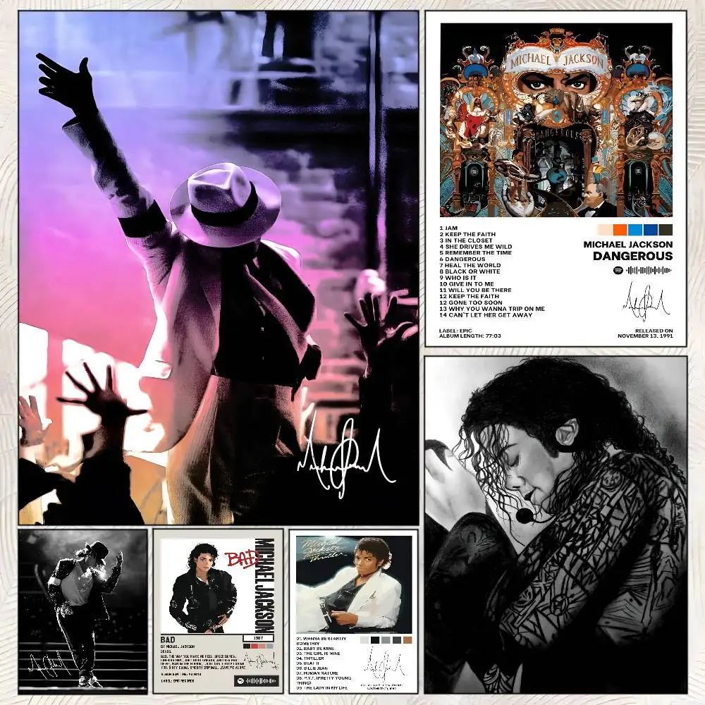 Popular Singer M-Michael Jackson Poster Self-adhesive Art Room Entrance Restaurant Wall Decor Art Painting