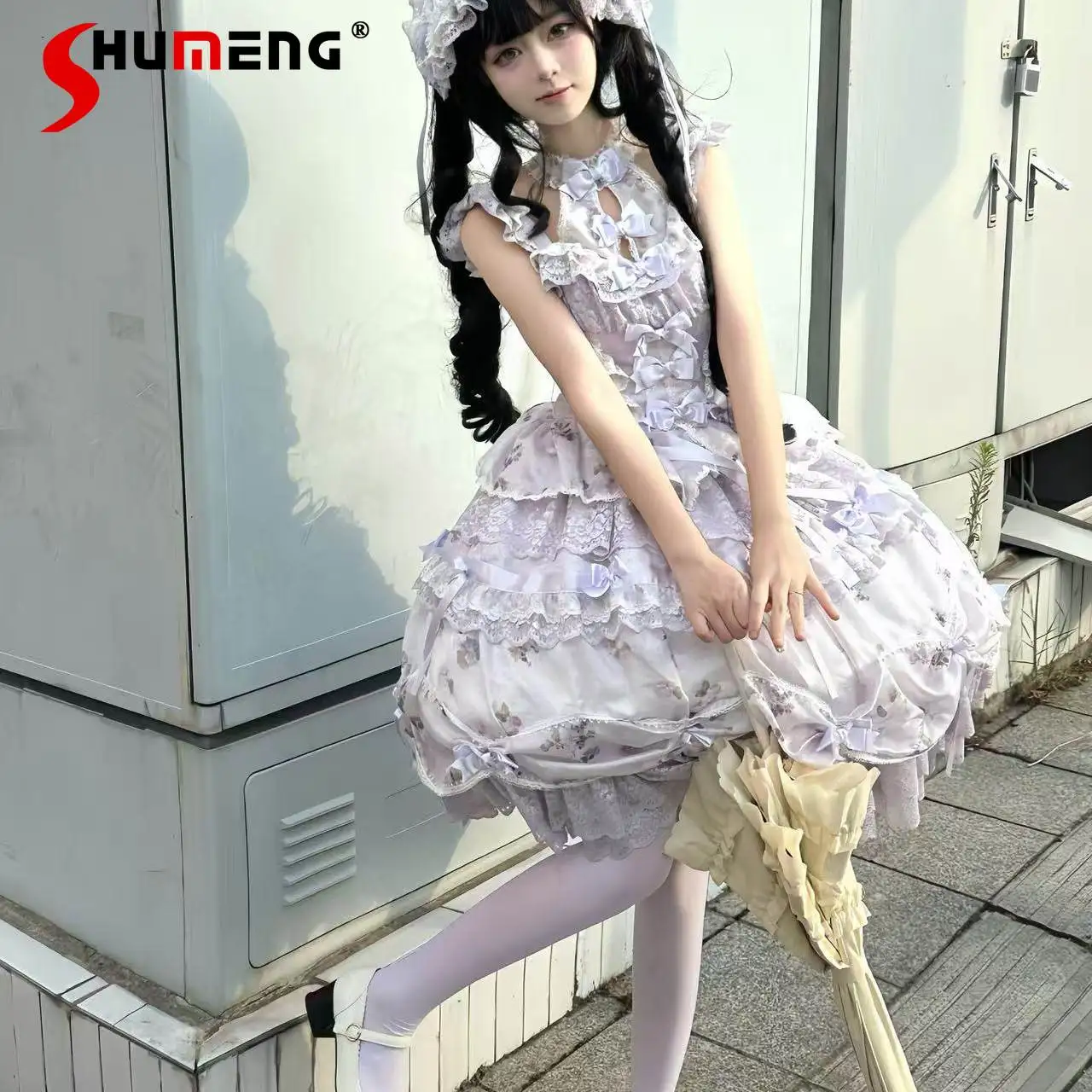 

Sweet Lolita Purple Dress Jsk for Women Slim Fit Elegant Halter Birthday Party Dress Girl's Princess Sleeveless Short Dresses