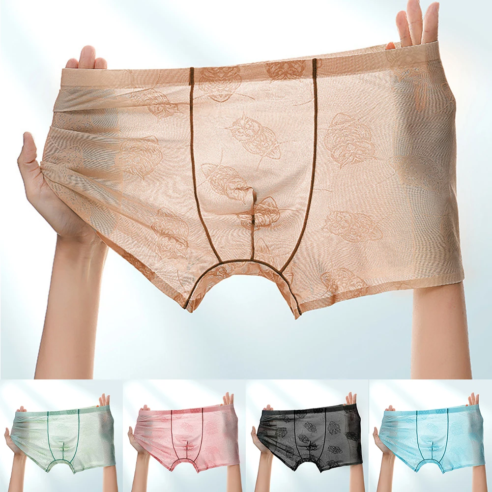 

Breathable Trunks Ice Silk Underwear Available In Multiple Colors Classic Style Large Size Range For Daily Wear