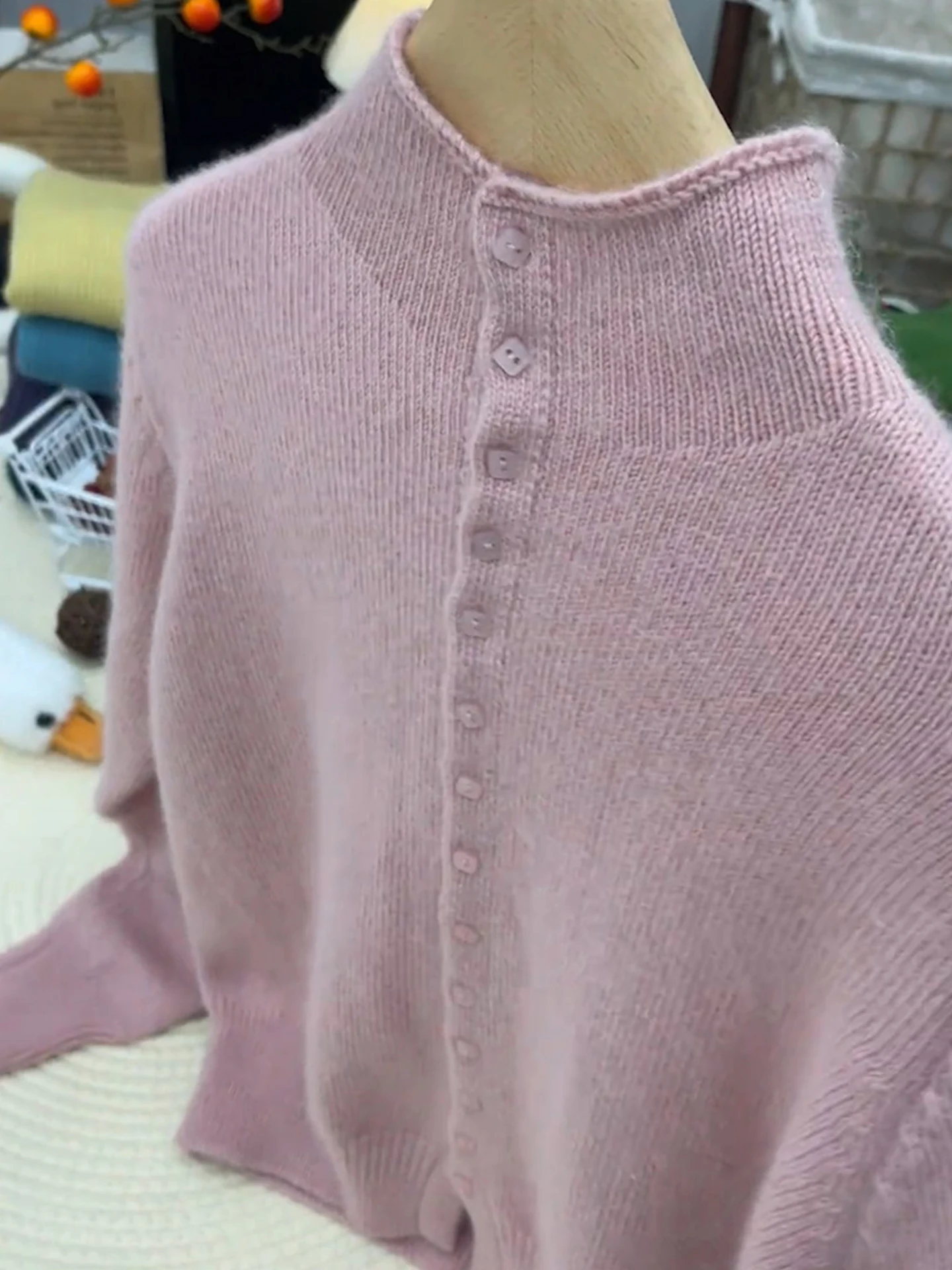 달콤한 안티에이징 니트 스웨터 긴 소매 여성 스타일 캐주얼 루즈핏 단색 가을 겨울 패션 슬림핏 탑