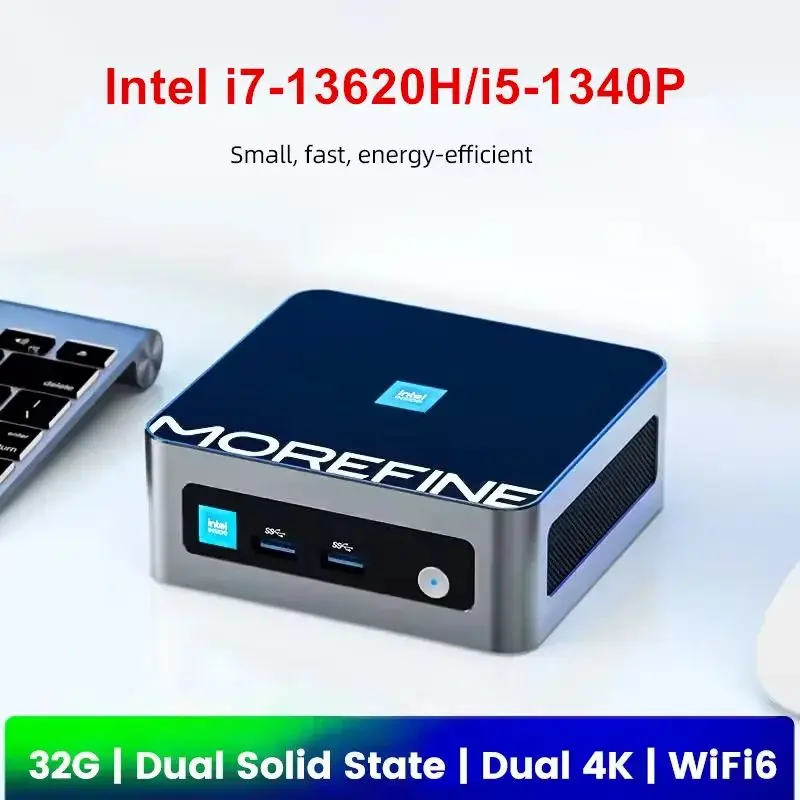 Morefine M9 Pro Mini PC Gaming 13th Gen Intel Core i7 13620H i5 1340P N100 NVMe DDR4 NUC 2.5G LAN desktops Windows 11 Computer