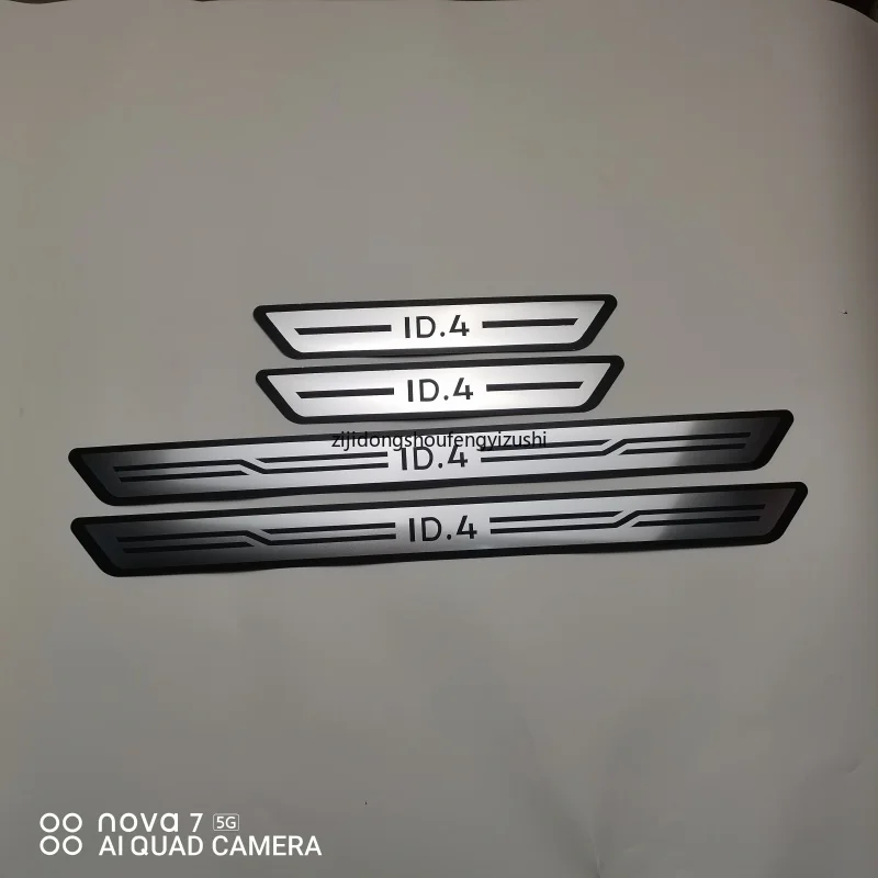 ل VW Volkswagen ID.4 الفولاذ المقاوم للصدأ عتبة الباب لوحة بالية ترحيب دواسة اكسسوارات السيارات #1