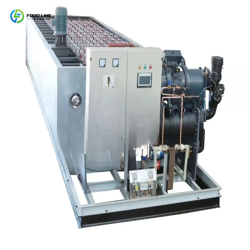 Container Block Ice Machine Salt Water Direct Cooling Industrial System Engine Gear Motor for Large Ice Storage