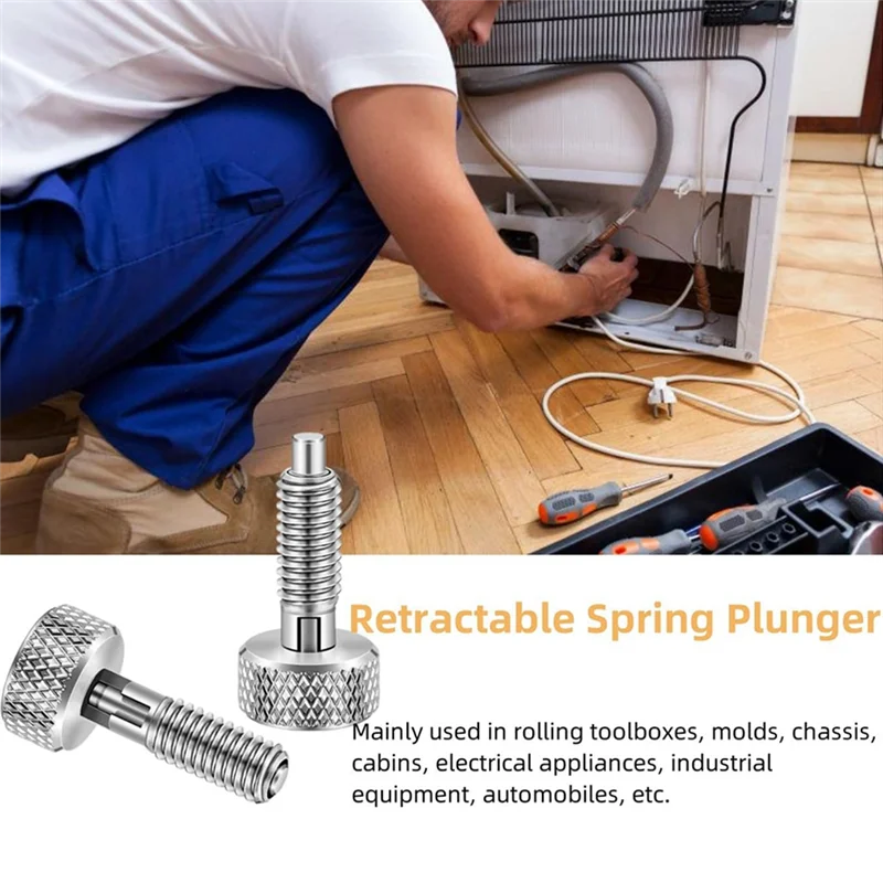 A55F-2Pcs Hand Einziehbare Feder Kolben, M16 Edelstahl Schnell Release Pin Lock Out Pin Mit Mutter Und Rändelgriff