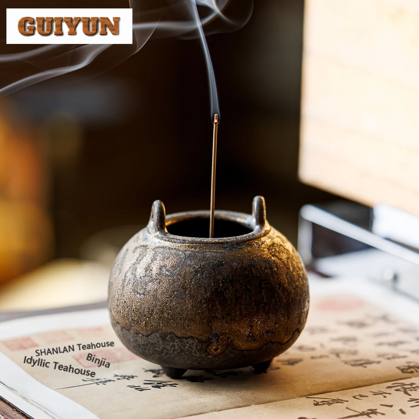 Zen-inspired Earthenware Tripodia Incense Holder Elegant Zen Garden Incense Burners Aromatherapy Censer Bedroom Decoration