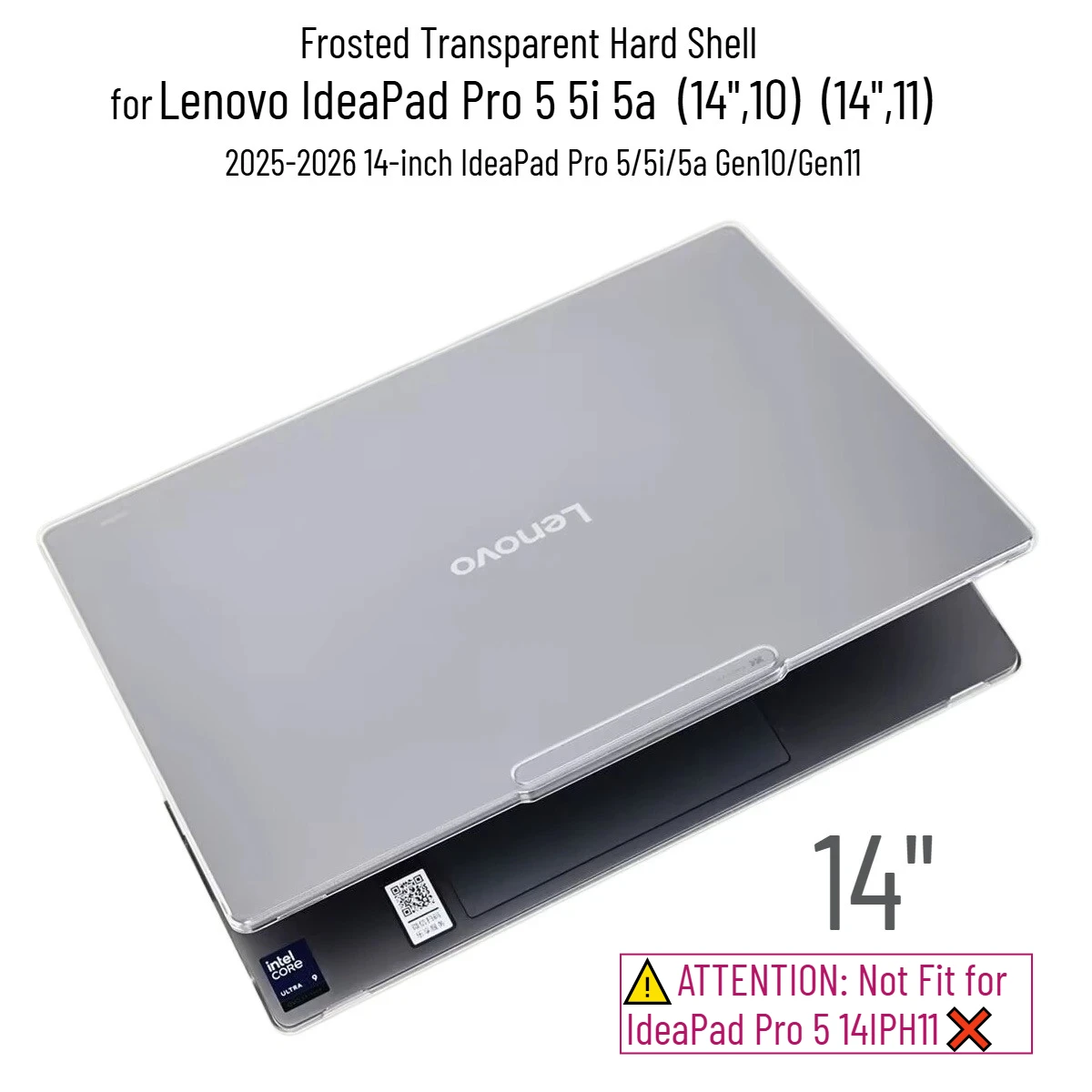 Capa Transparente Fosca para Lenovo IdeaPad Pro 5 5i 5a Gen10 Gen11 de 14" 2025-2026, Capa Rígida Anti-Risco de PC (14",11)