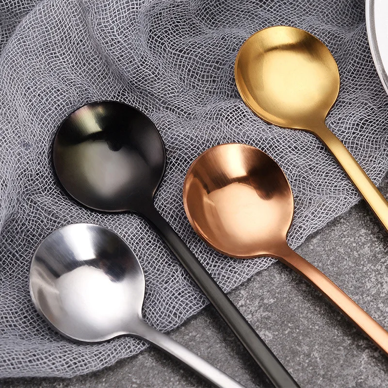 304 Stainles Steel Coffee Spoon Round Head Spoon Korean Style Spoons Honey Dessert Gift Mixing Coffee Measuring Spoon Tableware