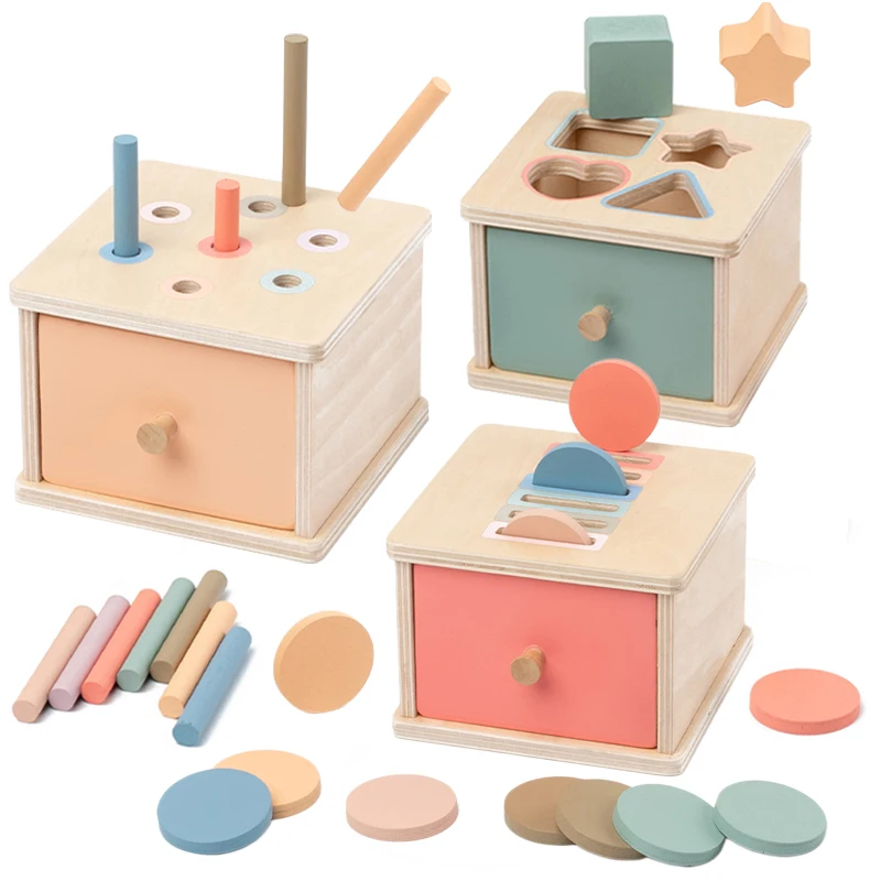 

Wooden Color Shape Sorting Matching Toys Fine Motor Skills Early Learning Montessori Toys Color Drawer Box Toddler Gifts for Kid