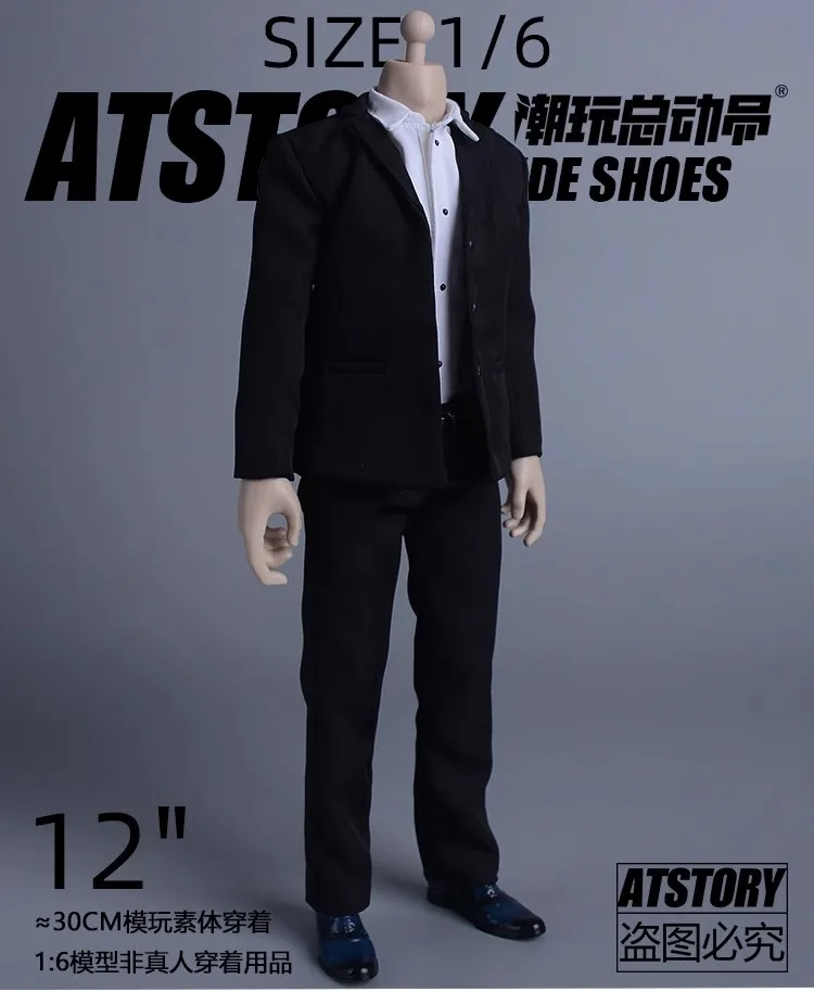 ATSTORY 1/6 Soldier Casual Suits Black Dress Model Clothes Accessories Fit 12