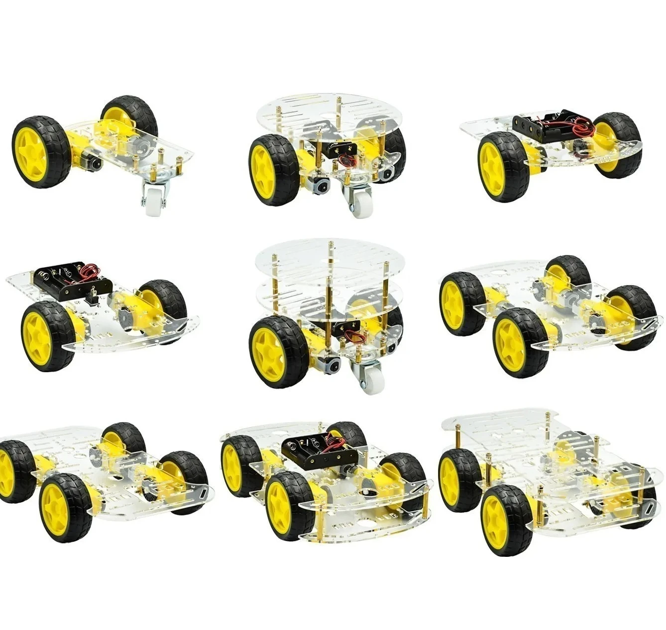 

3pcs DIY obstacle avoidance tracking motor intelligent robot car chassis kit speed encoder battery box 2WD ultrasonic module