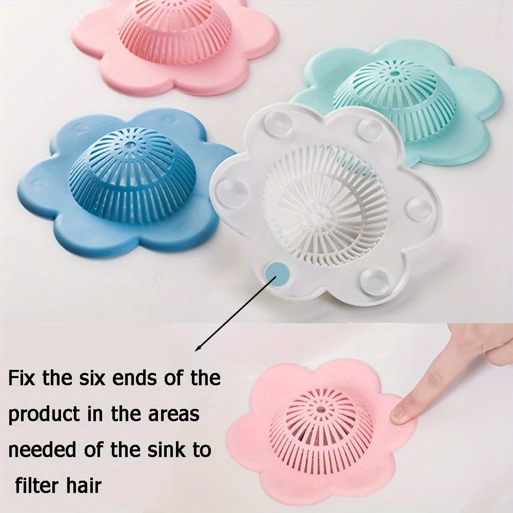 

1PC Silicone Hair Catcher Drain Cover No Electricity Needed with Suction Cup Plastic Hair Blocker for Bathtub and Shower