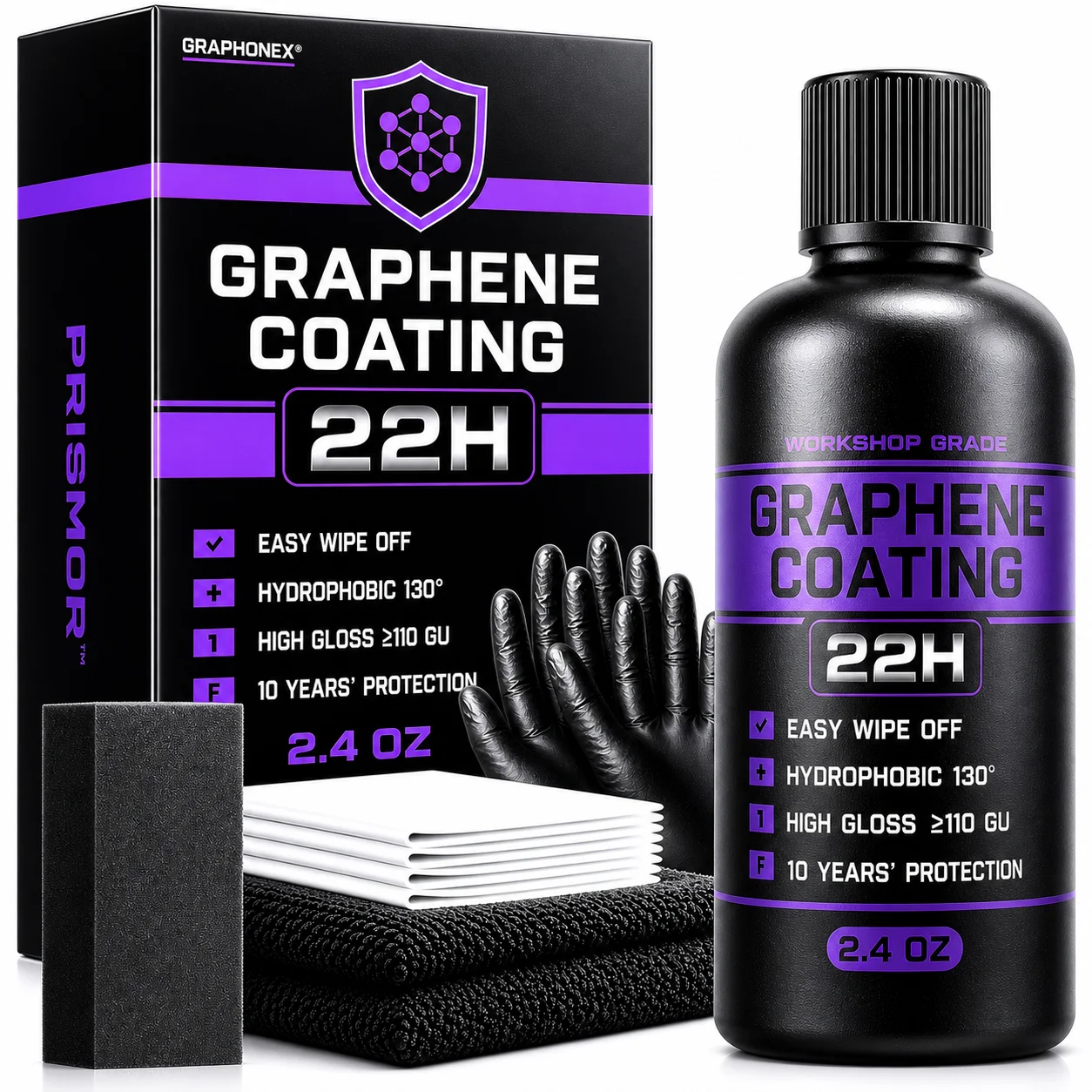 

Graphene ceramic Coating 22H – Self Cleaning Effect Ultra High Gloss 10+ Years Protection Extremely Hydrophobic Anti Scratch
