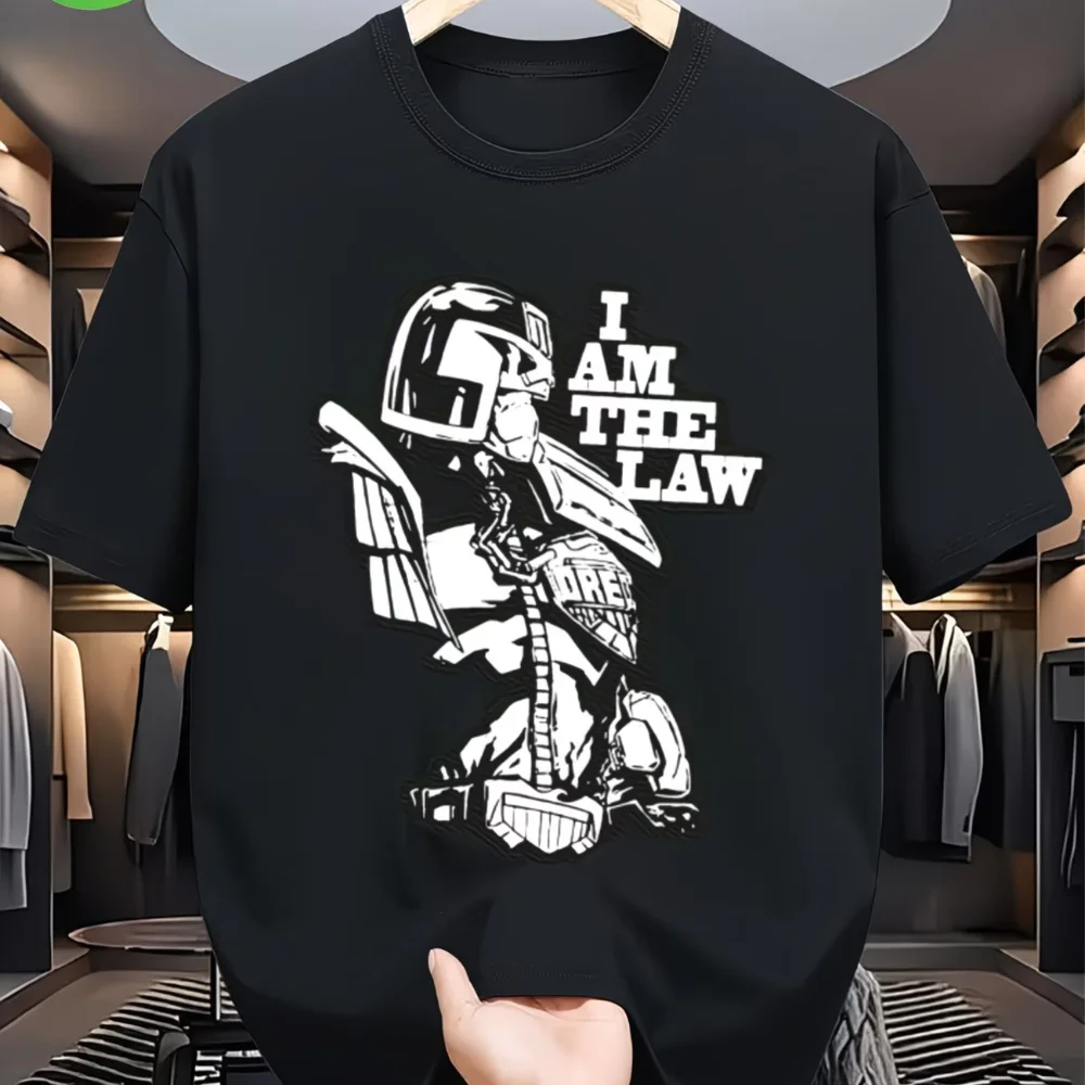 Camiseta gráfica I Am The Law Judge Dredd, camiseta de algodón para hombre y mujer, camiseta Vintage Harajuku de verano y primavera, ropa informal de gran tamaño con cuello redondo