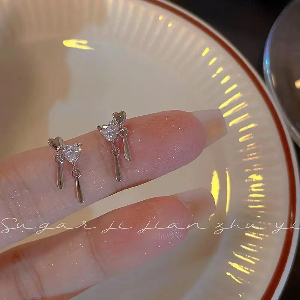 6Pcs/set Women Silver Color Rhinestone Butterfly Stud Earrings Y2K Korean Fashion Punk Earring Stud Jewelry Sets Gifts