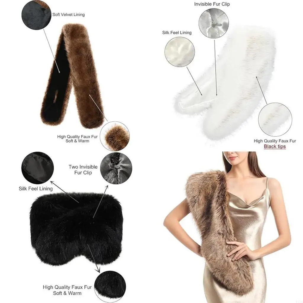 

L5YA Шарф из искусственного меха для зимних нарядов Компактный складной дорожный аксессуар