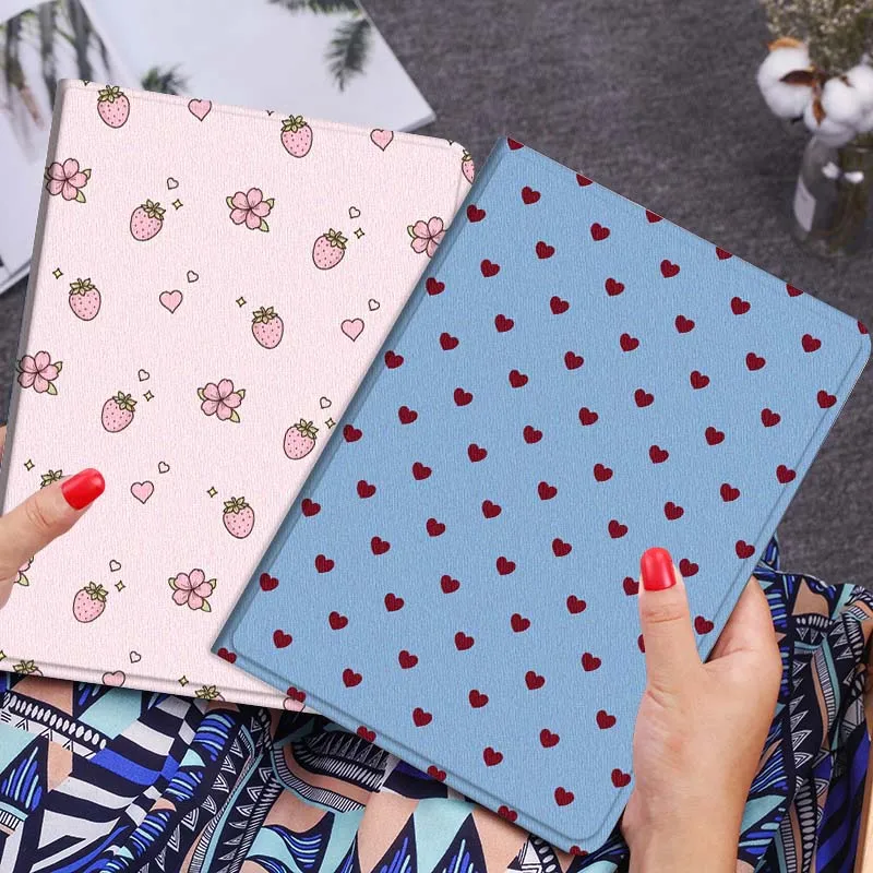Cartoon Red Heart Pattern Gift Tablet Case For Lenovo Xiaoxin Legion Pad Tab Pro GT Y700 Gen4 2 11 P11 M10 K10 3rd Plus Gen