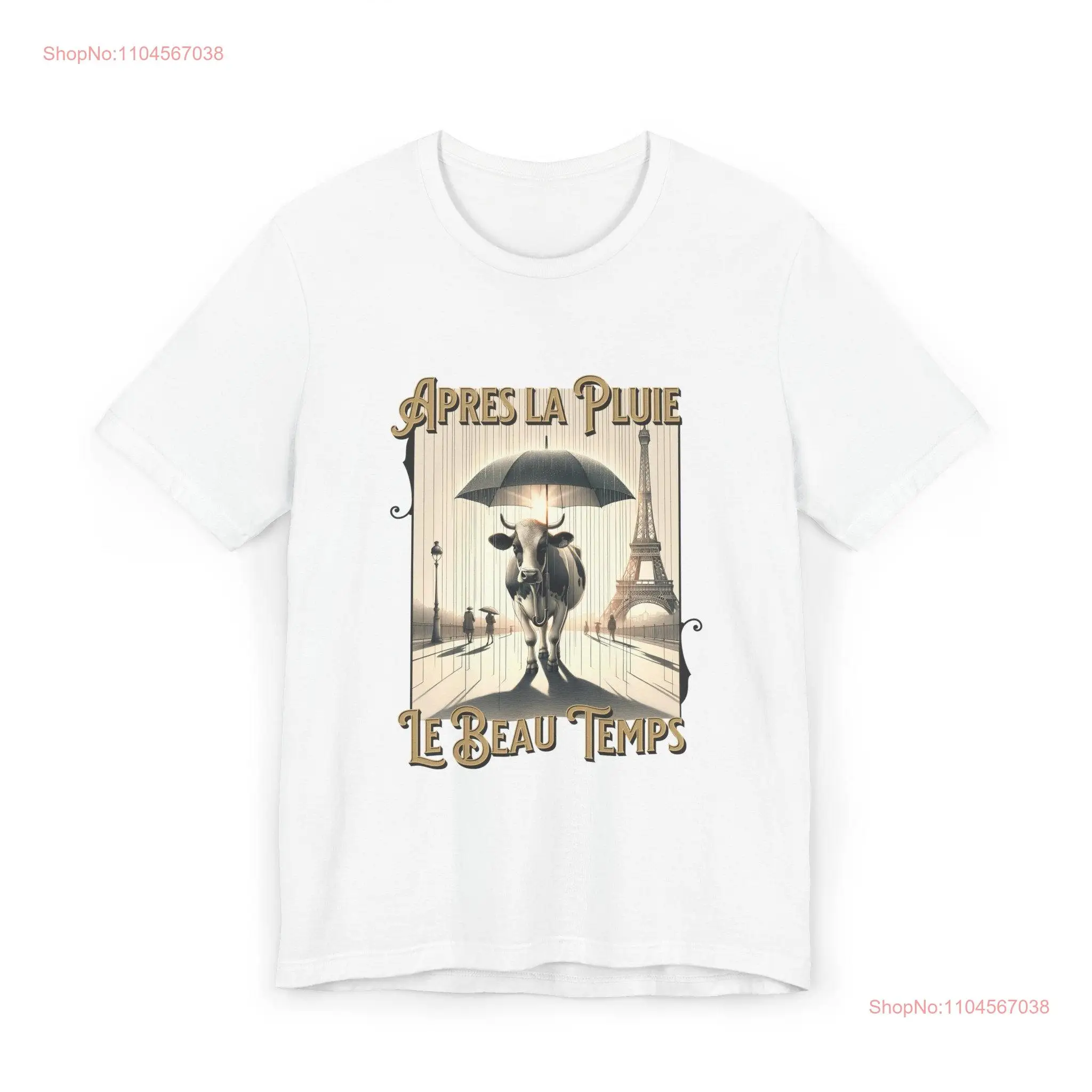 Apres la Pluie Vintage Französisches Kuh-T-Shirt Dieser Stil und Francais macht ein flippiges, lustiges Retro-Souvenir aus Paris Frankreich