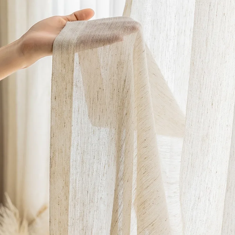 Modern Elegant Linen Sheer Yarn Curtains for Living Room Bedroom Balcony Gauze Window Cotton-linen Yarn Tulle 커튼 Тюль Шторы