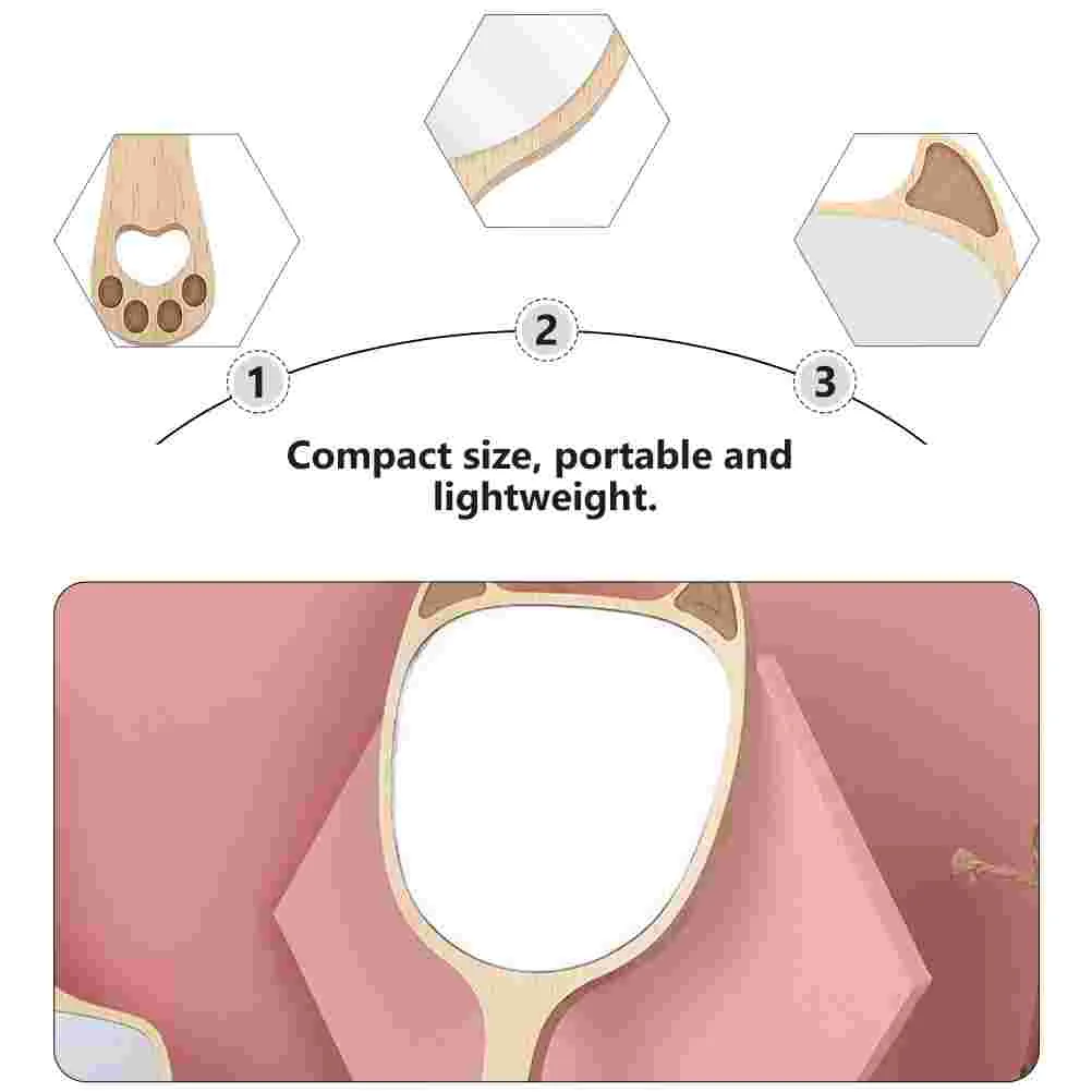 木製ハンドル付きハンドミラー,化粧鏡,素敵な女の子,旅行デザイン,家庭用