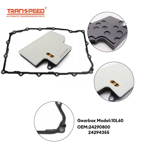 Filtro de aceite de transmisión automática TRANSPEED 10L60 24290800 24294355 y junta de cárter de aceite para Cadillac CT5 CT6 Escalade