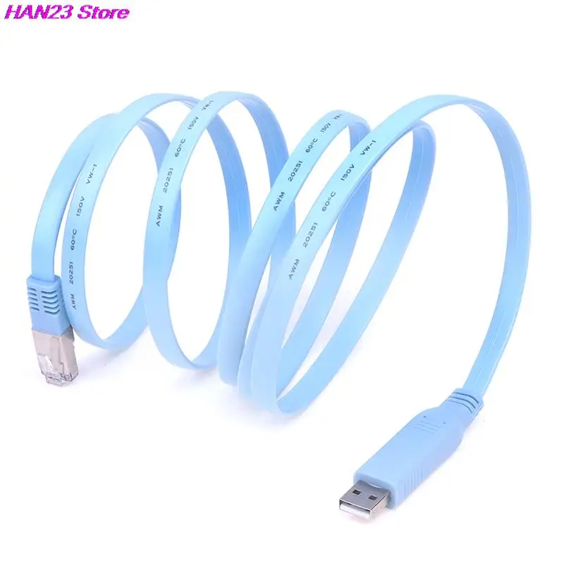 1PC Blue 1.8M USB To RJ45 RS232 Serial CAT5 Console Adapter Cable Cord For Cisco Routers