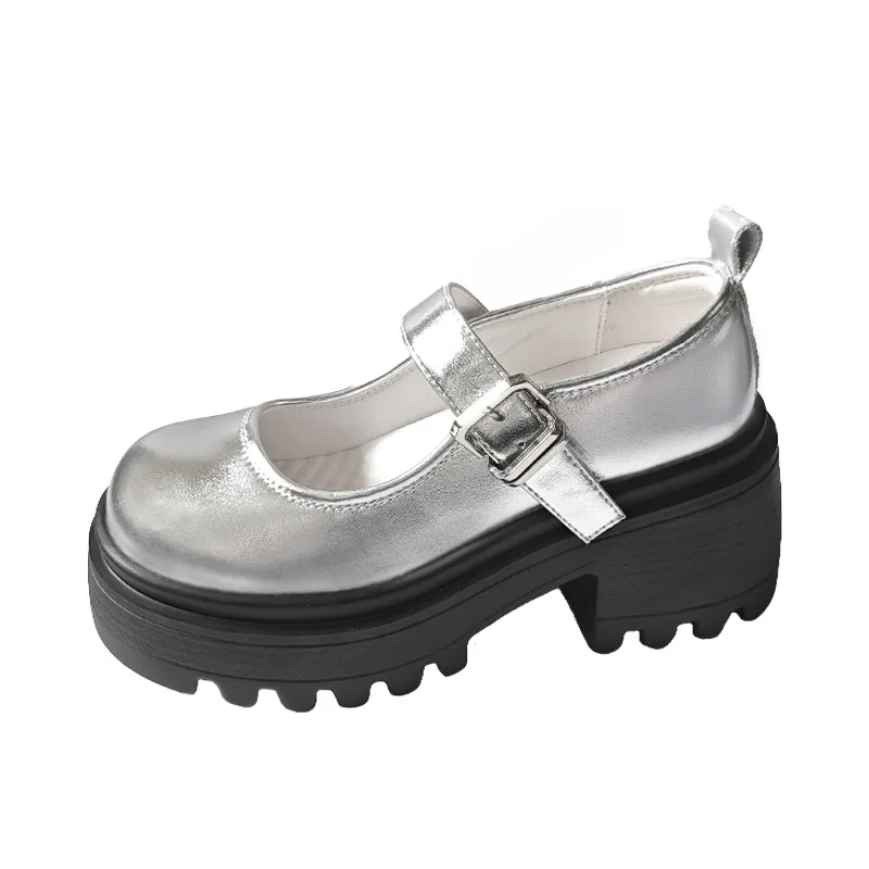 2026 Mary Jane Shoes for Girl Woman Shoes Zapatos Mary Janes Lolita High Heel Platform Shoe College Student Black Leather Shoe