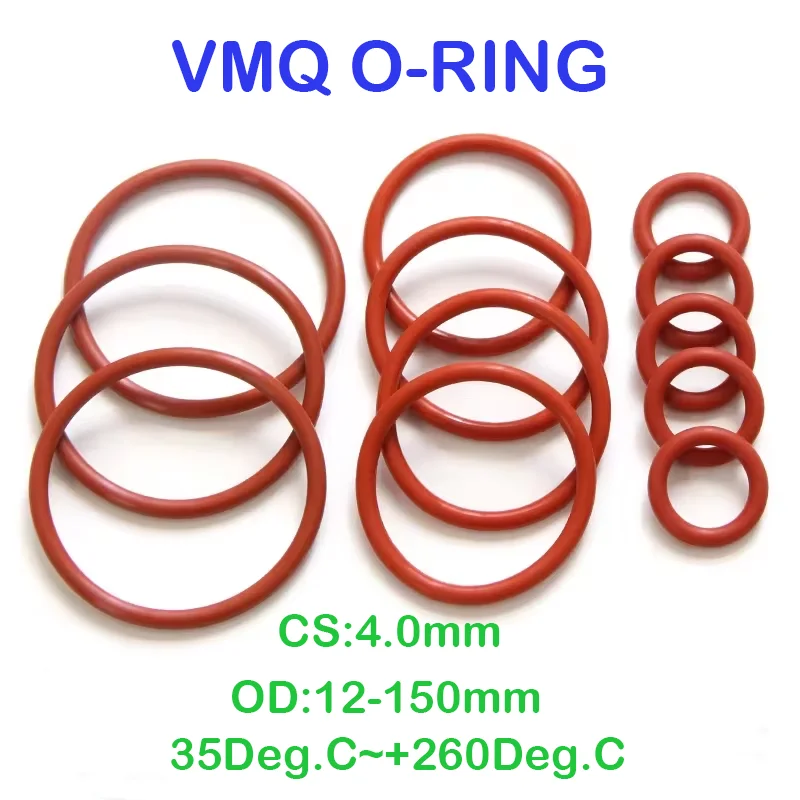 

10/50pcs Food Grade VMQ O Ring Gasket CS 4mm OD 12-150mm Insulated Waterproof Washer Round O Shape Silicone Rubber