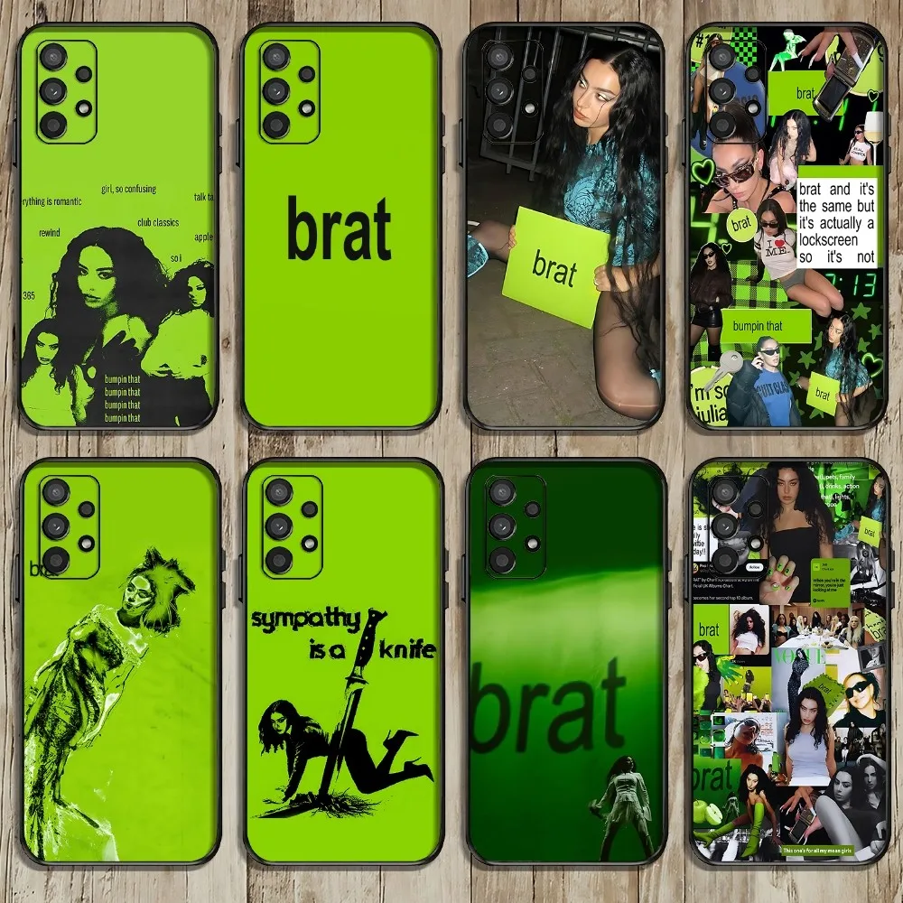 Singer C-Charli XCX BRAT Phone Case For Samsung Galaxy A52 A12 A51 S21 Edge S22ULTRA S23 S20LITE Plus Ultra Black Cover