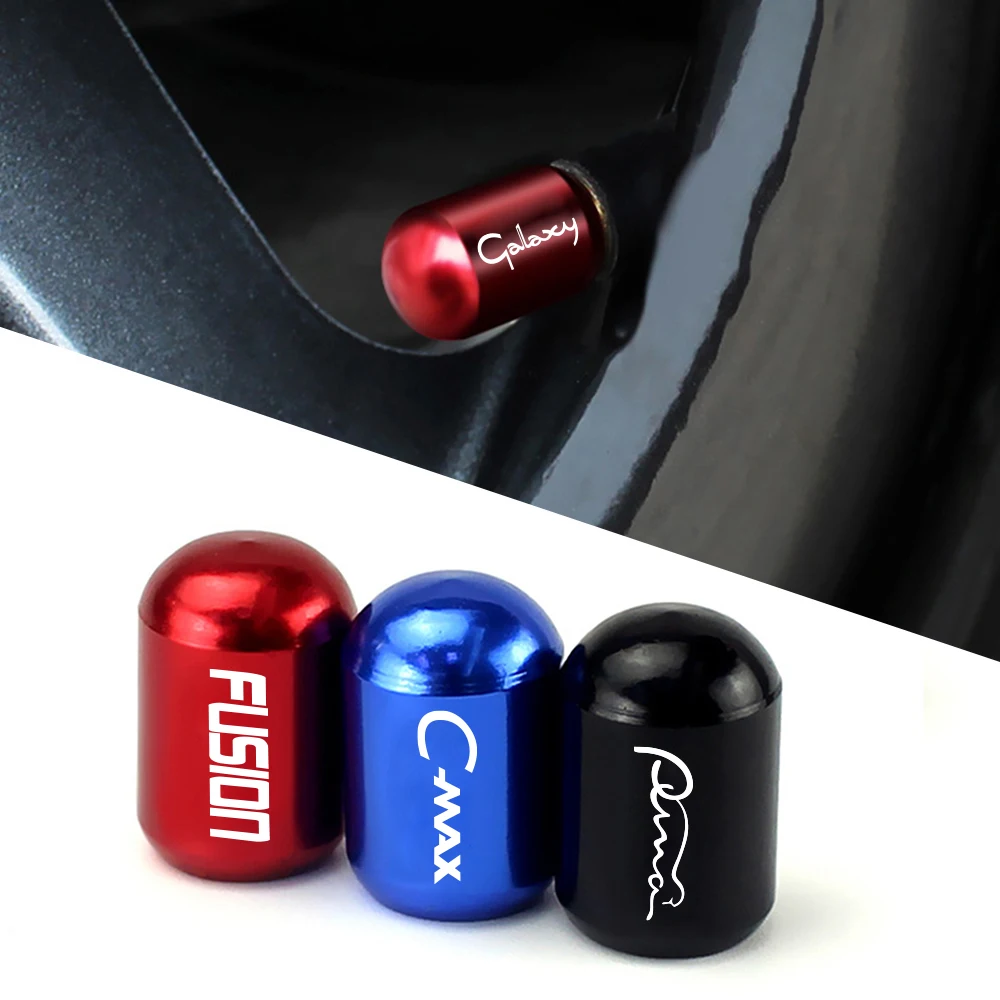 For Ford Transit S-Max C-Max Galaxy KA Raptor Ranger Flex Fusion GT Figo 4Pcs Car Tire Valve Caps Cover Auto Decor Accessories