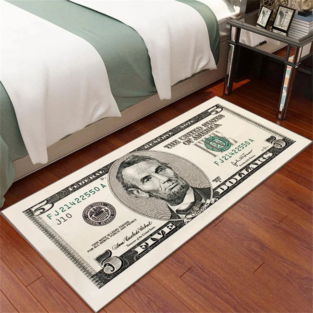 Dollar Carpet Money Rugs Dollar Bill Runner Area Rug For Bedroom Carpet Rectangular Bay Window Balcony American Bedside Blanket