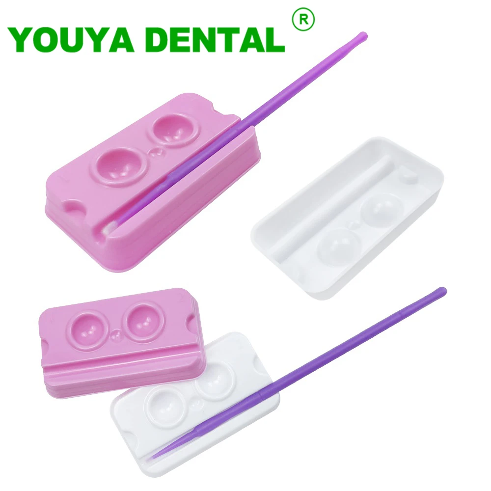 100pcs Dental Mixing Wells 2 Slots Bonding Resin Adhesive Composite Material Plastic Palette Trays Dentistry Dentist Clinic Tool