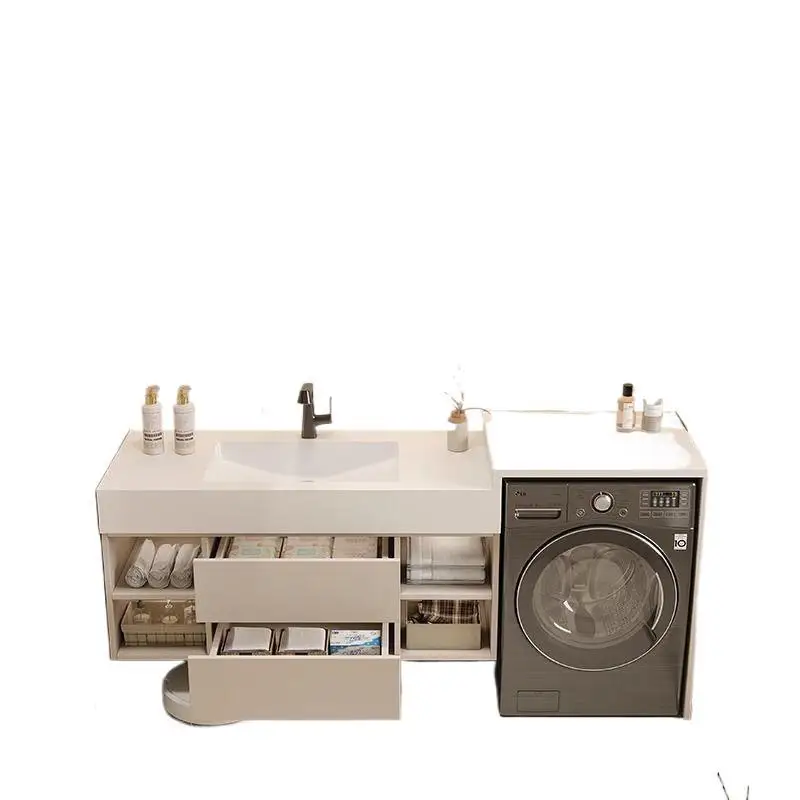 

Балконная стиральная машина, встроенный шкаф, современный простой шкаф для ванной комнаты из каменной плиты, комбинированный унитаз