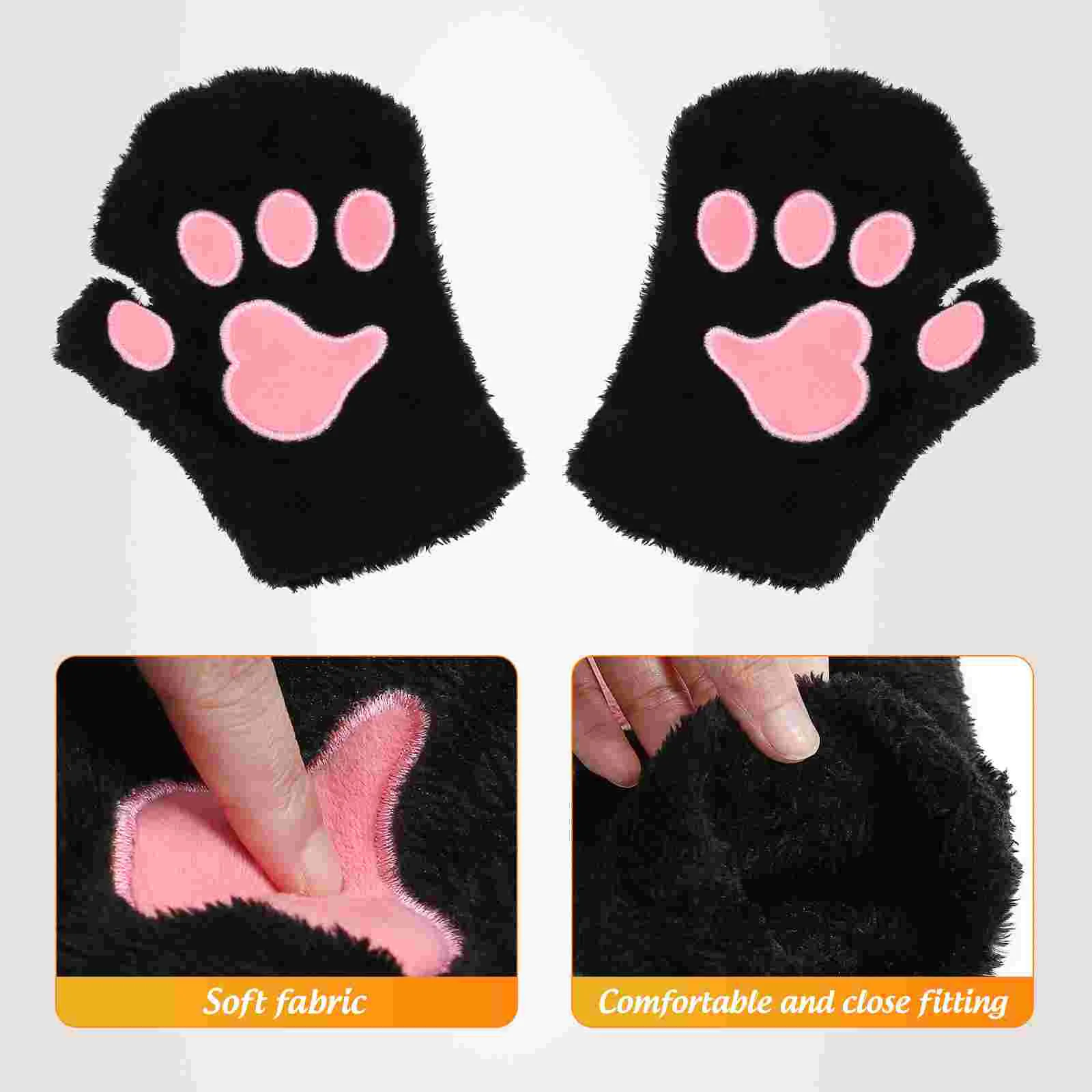Gloves Headband Set Woman Headbands Fox Fake Rabbit Fur Wolf Cosplay Accessories