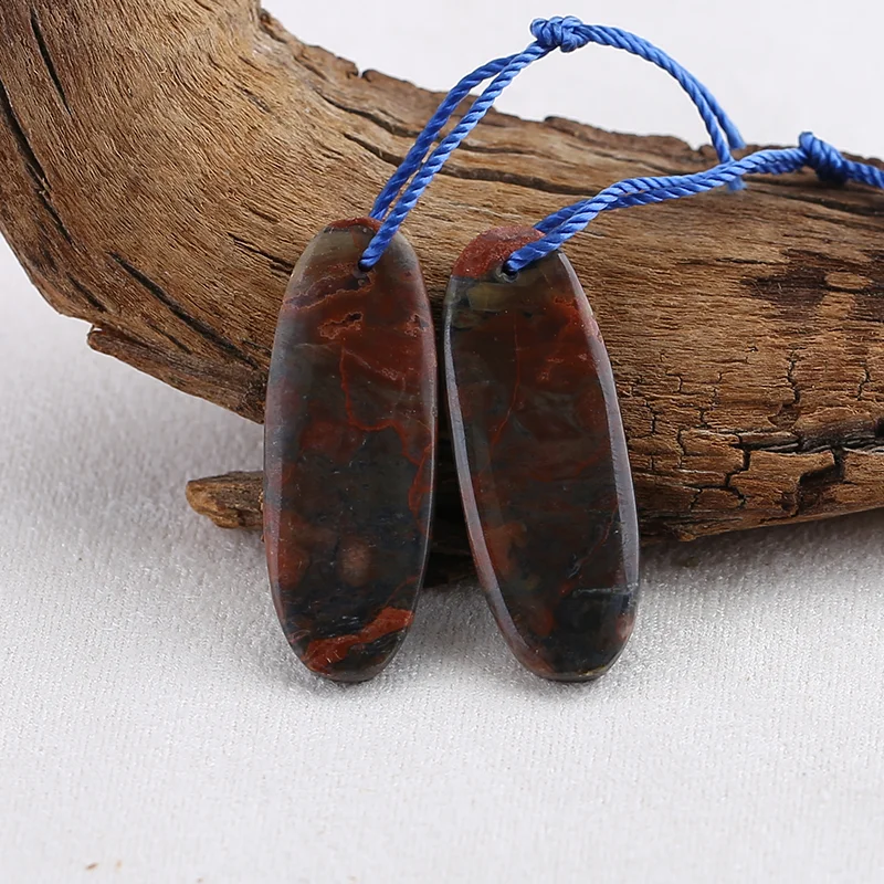

Natural Mushroom Jasper Long Oval Earrings Beads for Jewelry Making, Handmade Natural stones beads