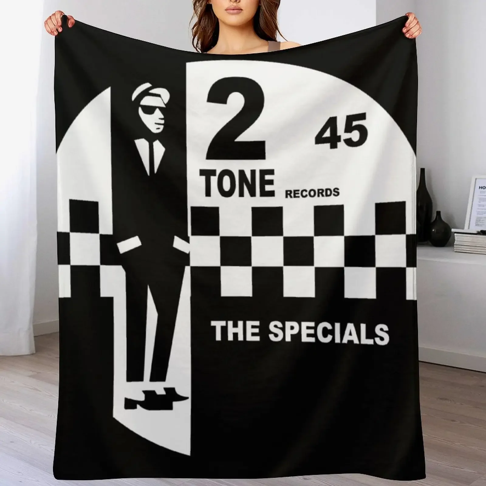 

the specials black and white 45 circle records Throw Blanket Thin Cute Plaid Fashion Sofas Flannels Blankets