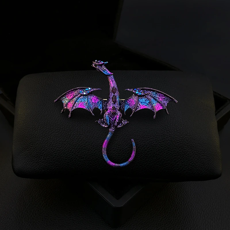 1818 Dragon Brooch Exquisite High-End Men's Suit Coat Corsage Retro Animal Zodiac Eanmel Pins Clothes Accessories Jewelry Badge