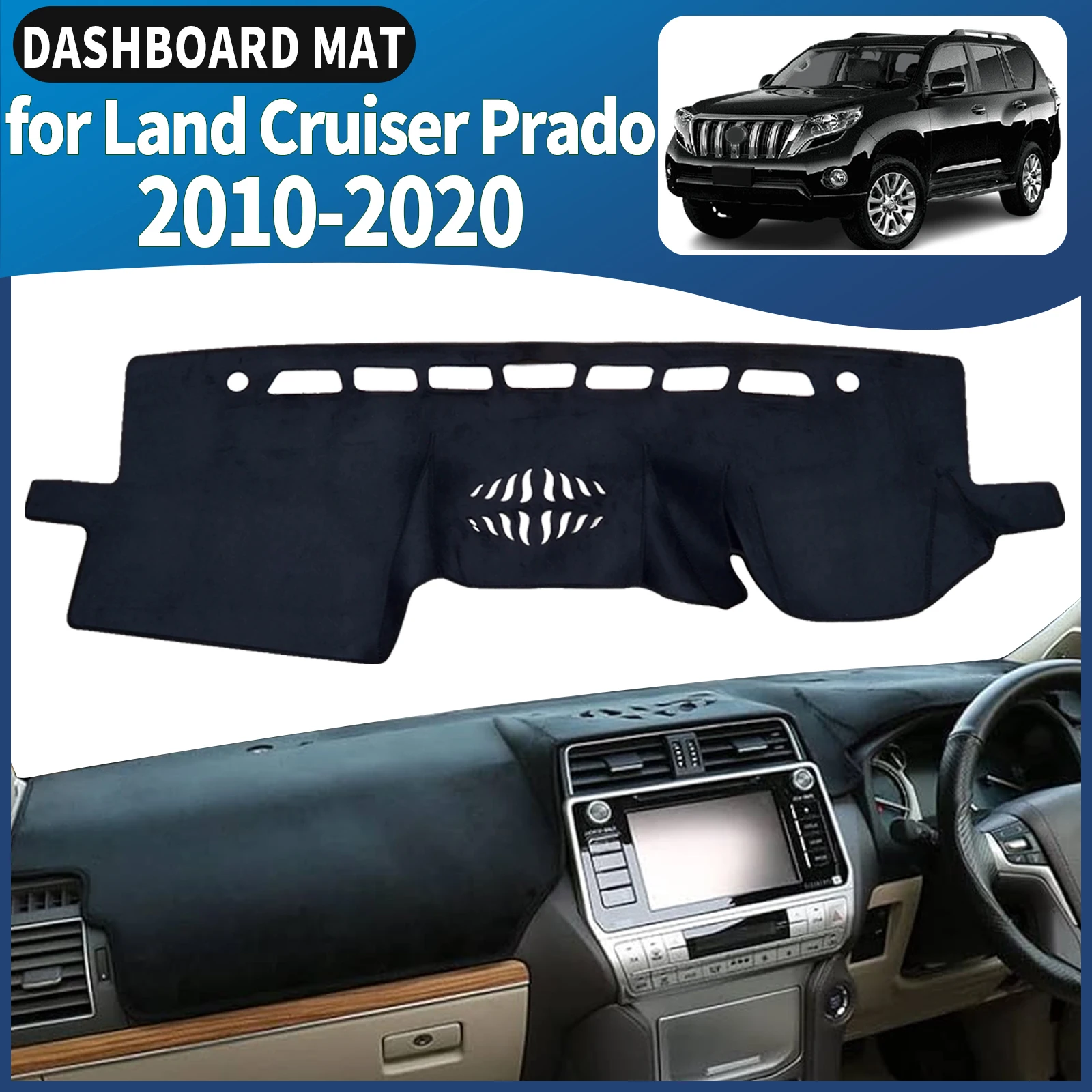 يصلح لتويوتا لاند كروزر برادو 2010-2020 150 J150 داشمات غطاء لوحة القيادة وسادة داشمات ظلة اكسسوارات السجاد الواقي #1