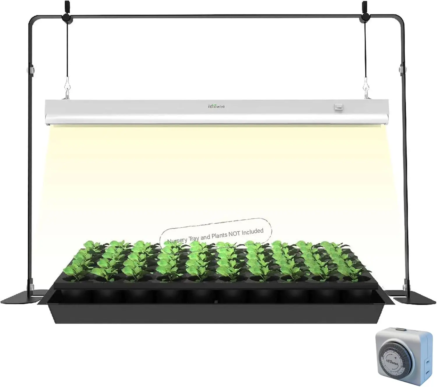 

2ft LED Grow Light for Indoor Plants, Adjustable Height with Timer, White Spectrum Seed Starter Kit
