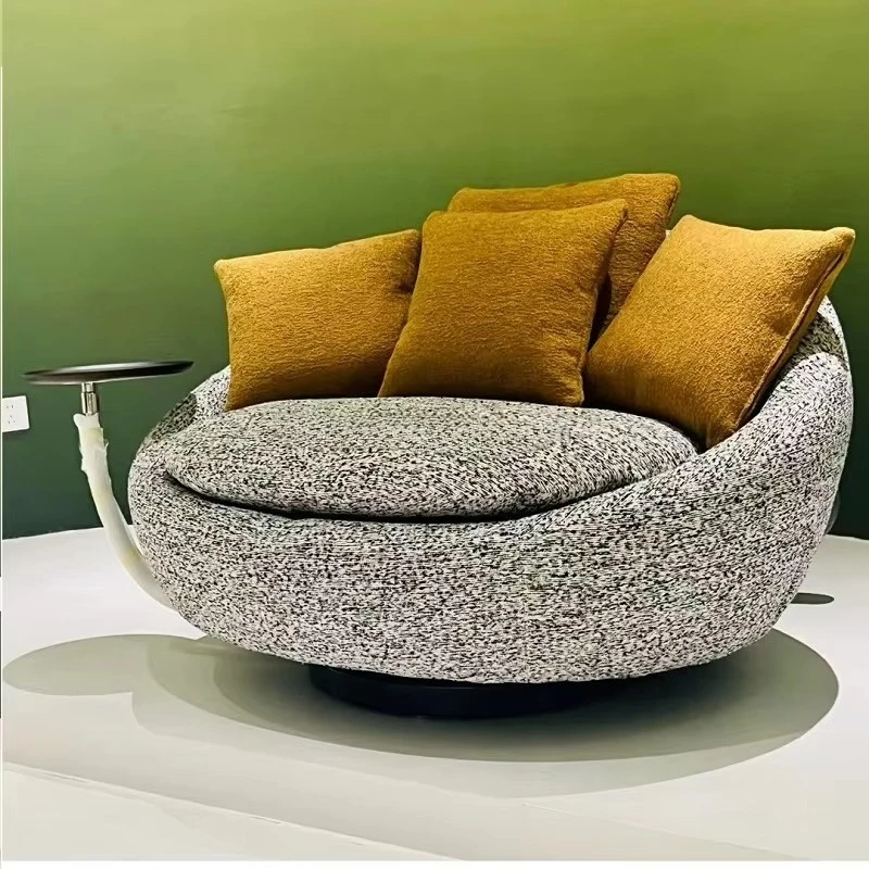 ^Italian Minimalist Living Room One Seat Reclining Fabric Revolving Sofa Bed Chair with Table Swivel Chair for Hotel Use