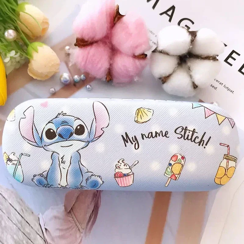 Estuche de gafas con estampado de Stitch de Anime de Disney, estuche protector de carcasa dura, caja de almacenamiento de gafas de estudiante,