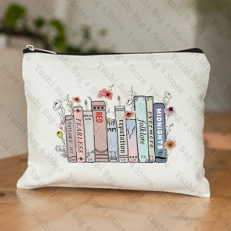 Floral Book Decor Print Makeup Bag Music Lover Gifts Fans Singer Song Album testi regalo per ragazza donna amici sorella